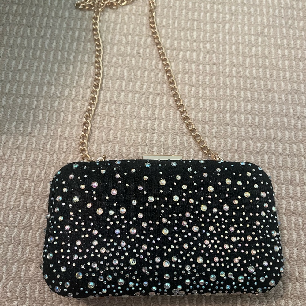 Elegant Black Rhinestone Clutch